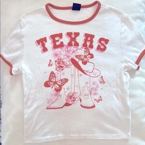 Texas Cowgirl Boots Butterfly Short Sleeve Western  Casual Tee Shirt T-Shirt